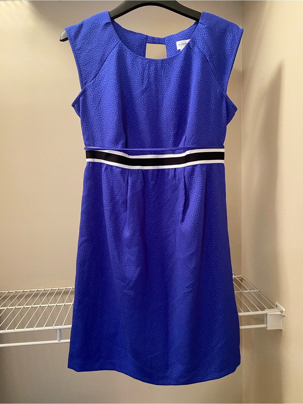 Motherhood Maternity Royal Blue Textured Fabric Dress with Elastic Waist Size M